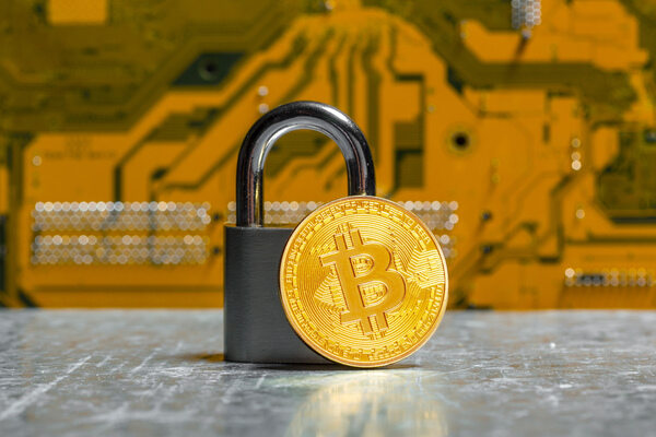 Bitcoin security symbolizing blockchain protection for ATMs