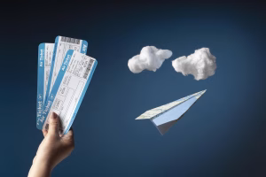 Una persona con billetes de avión
