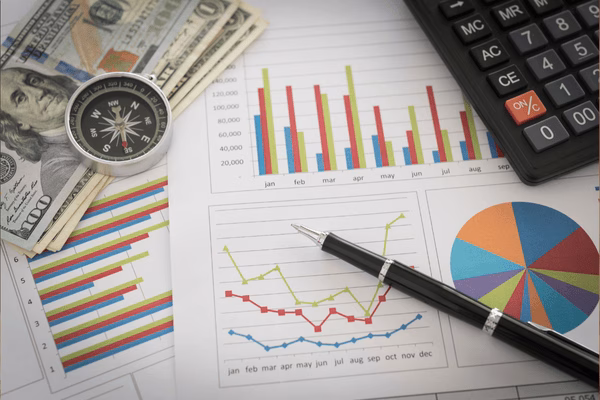 Financial Charts With Cash And Money Planning