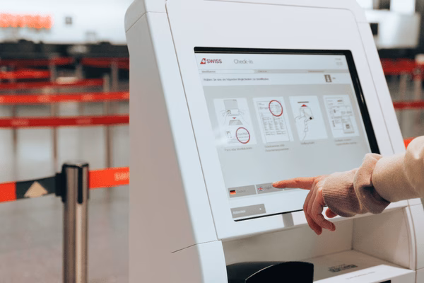 Airport Kiosk Used For Checking Plane Tickets