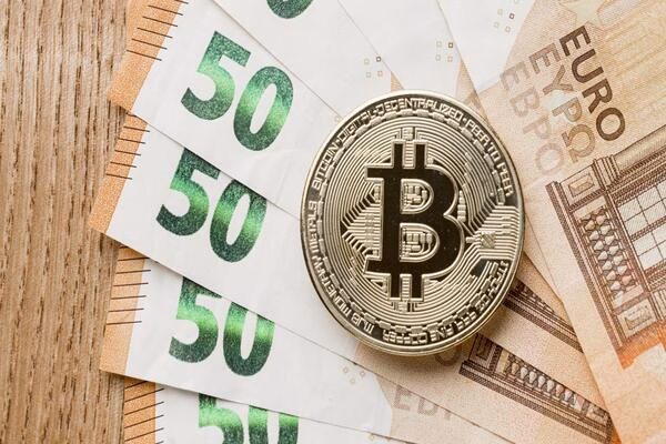 Bitcoin with euros symbolizing Bitcoin ATM future finance