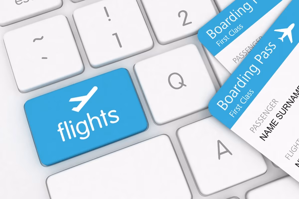 Keyboard With Flights Key And Plane Tickets