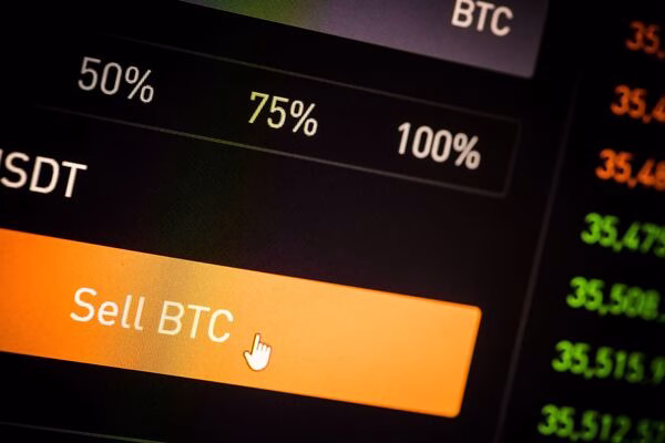 Digital sell Bitcoin screen, often linked with Bitcoin transactions