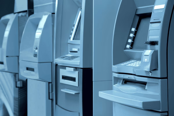 Row Of Bitcoin ATM Machines Indoors
