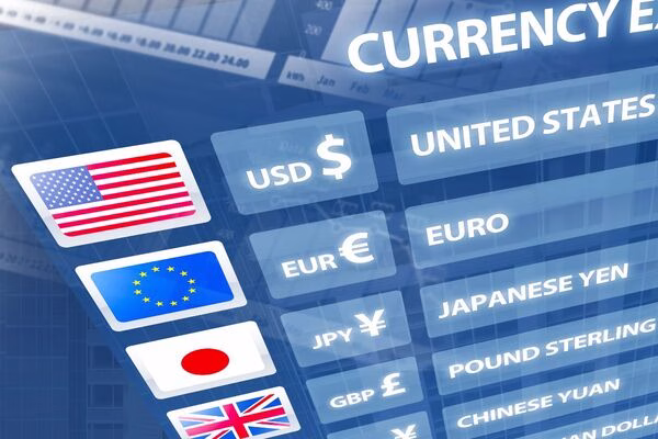 Tabla de conversión de divisas que admite pagos transfronterizos entre países.