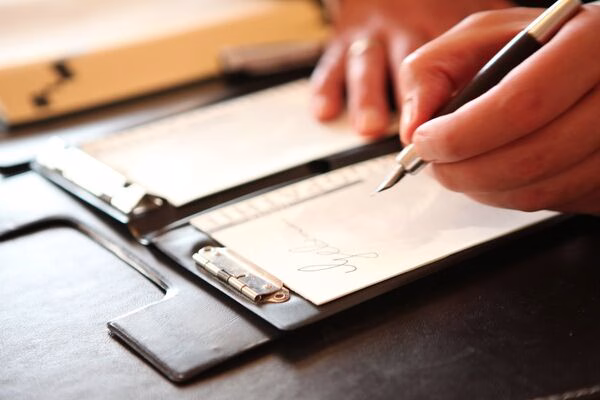 Persona que firma documentos relacionados con el proceso de pagos transfronterizos.