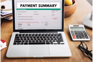 Formulario de resumen de pago digital utilizado en pagos transfronterizos
