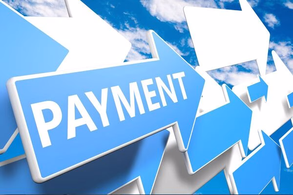 Blue arrows showing payment flow concept for Cross Border Payments.
