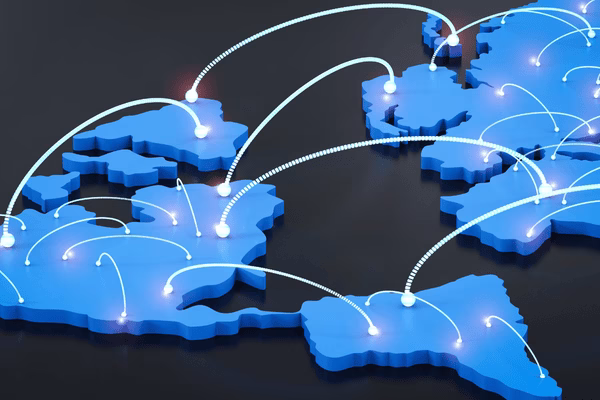 International Map Showing Cross Border Payments Connections
