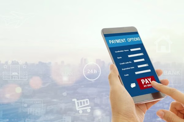 El usuario inicia pagos transfronterizos mediante una plataforma móvil en línea.