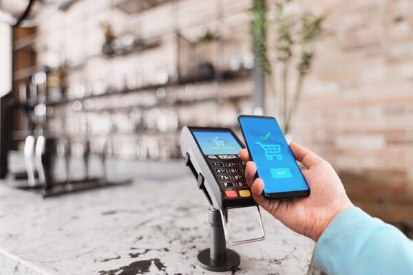 Pagos transfronterizos sin contacto realizados a través de una aplicación de teléfono móvil.
