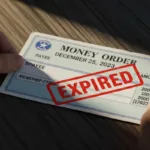 giro postal vencido que muestra un período de validez limitado