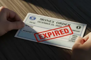 giro postal vencido que muestra un período de validez limitado