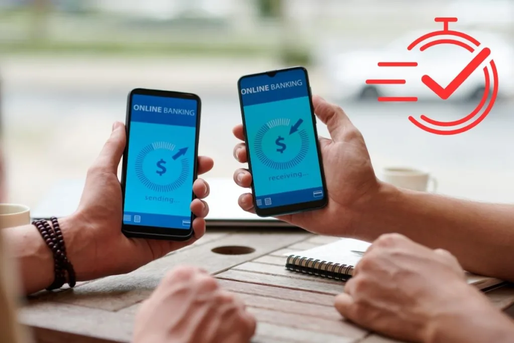 Transferencia de dinero móvil entre dos cuentas bancarias en línea