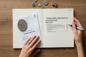 Comparación de opciones de giro postal, giro bancario y cheque certificado