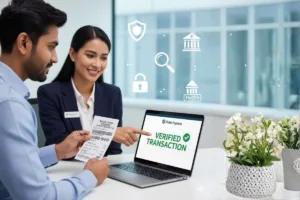 Cliente verificando el número de seguimiento de la orden de pago en línea