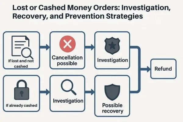 Diagrama de flujo sobre cancelación, investigación y reembolso de órdenes de pago
