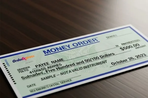 Orden de pago exprés: muestra de cheque