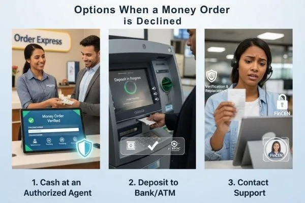 Steps customers take after declined money order