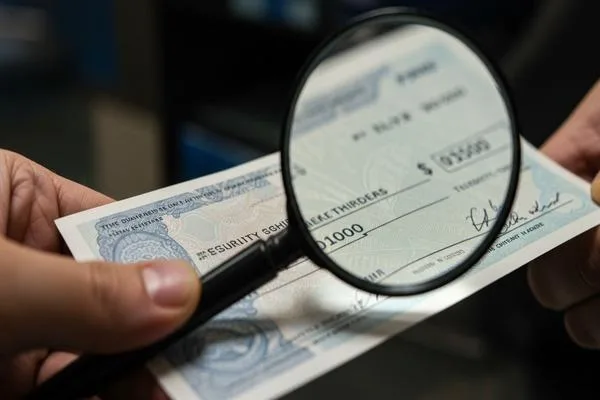 Magnifying printing features to protect check cashing