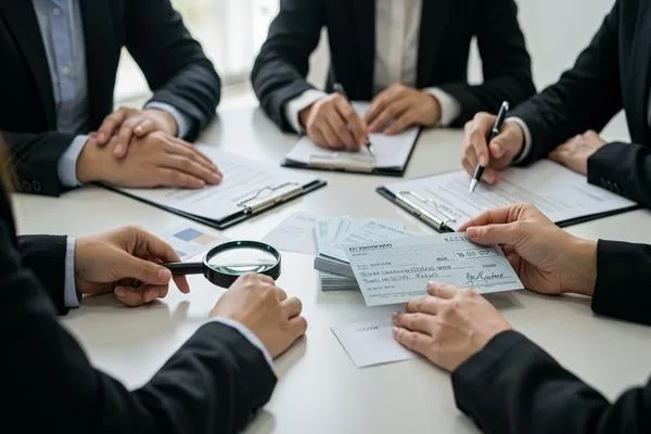 Businesses reviewing checks to ensure customer security