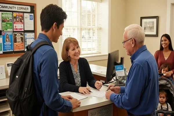 Community members using money order services in person
