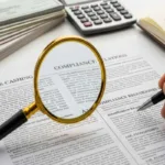 Lupa revisando documentos de cumplimiento para el cobro de cheques.