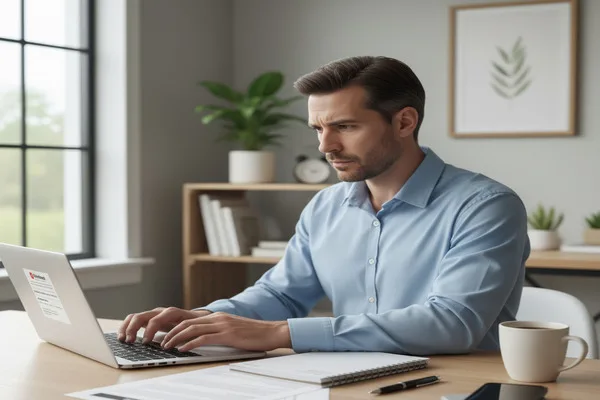 Person typing fraud report about a suspicious Money Order.
