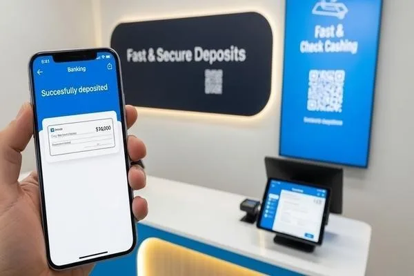 Aplicación móvil de cobro de cheques que mejora la seguridad y la eficiencia. 
