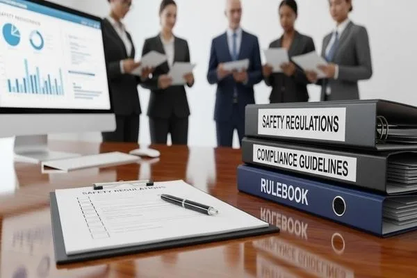 Equipo de cumplimiento que revisa las normas de seguridad para los servicios de cobro de cheques.