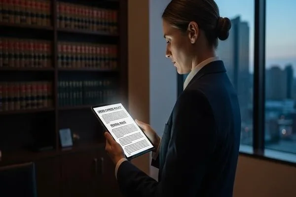 Profesional que revisa la política de Order Express y las normas federales
