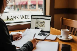 Preparación de documentos para una transferencia de dinero en Kankakee