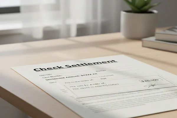 Formulario de cheque de liquidación preparado para la verificación de cobro de cheque.