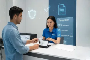 Cliente que compra un giro postal con identificación
