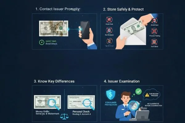 Guidelines for safely handling damaged Money Order