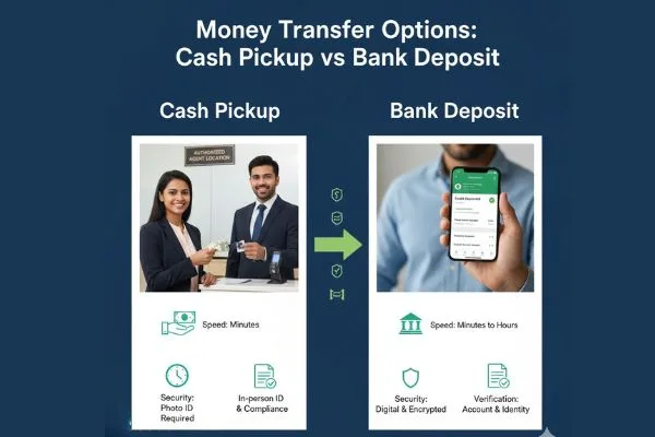Opciones de transferencia de dinero que muestran retiro y depósito de efectivo