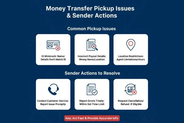 Problemas de recogida de transferencias de dinero y acciones del remitente