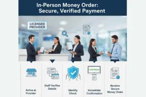 Pago seguro en persona con giro postal con verificación