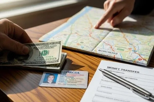 Preparing ID and funds for Norcross transfer process

