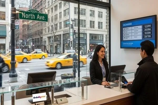 Mostrador de servicios financieros en una ubicación única de Chicago North Ave