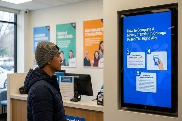 Customer learning how to complete a Money Transfer