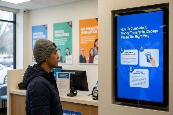 Cliente que aprende a completar una transferencia de dinero