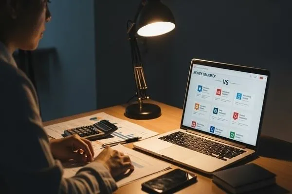 Revisando factores clave antes de seleccionar un proveedor de transferencia de dinero. 