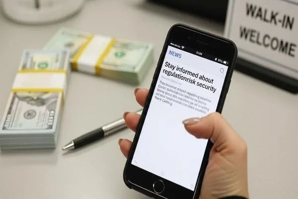 Persona leyendo noticias sobre seguridad financiera para mantenerse informada sobre el cobro de cheques.