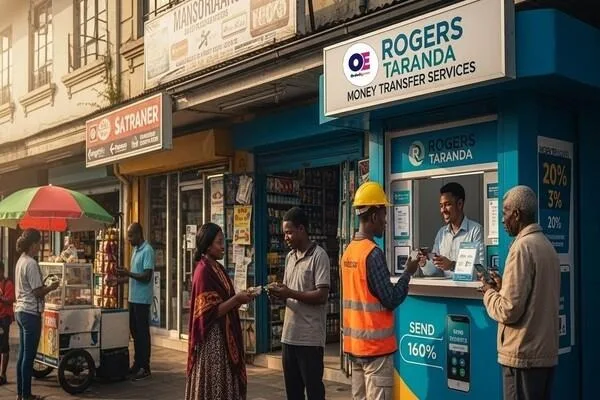 Residentes locales utilizan los servicios de transferencia de dinero de Rogers Taranda
