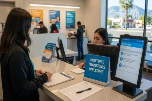 Cliente que envía múltiples transferencias de dinero en Colton, CA