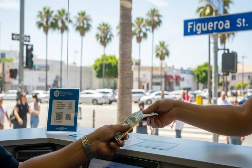 Ventanilla de cambio de transferencia de dinero en Los Ángeles Figueroa