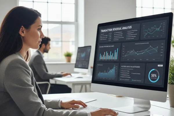 Woman analyzing Money Transfer performance charts in modern office setting.
