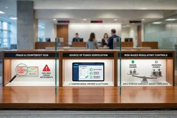 Money order verification and bank compliance checks