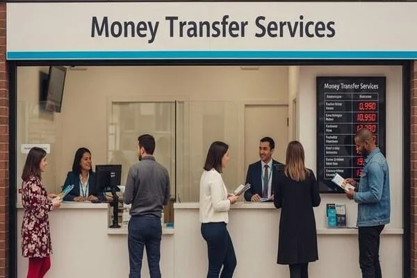 Clientes que comparan opciones de transferencia de dinero en Phoenix Westbury Park